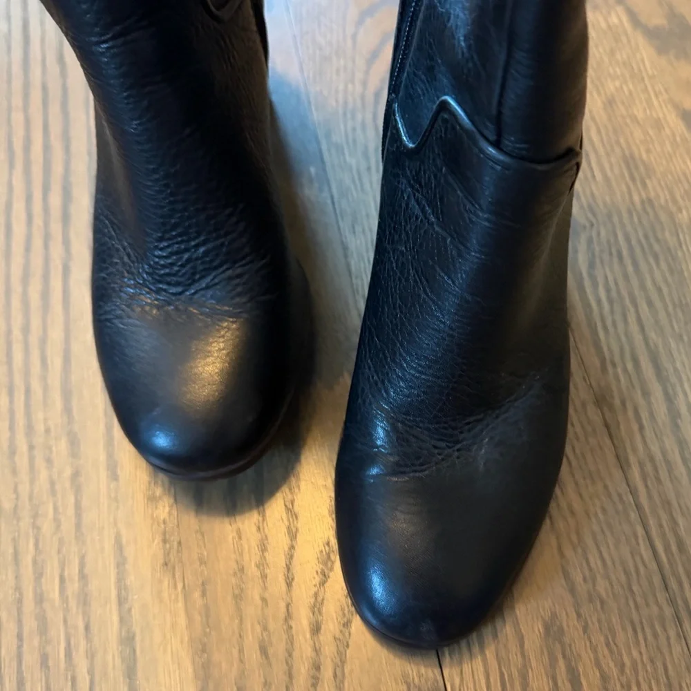 Faye Black Leather Knee-High Boots